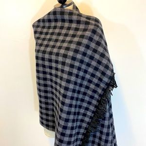 Vintage Rive Gauche YSL Fringe Check XL Scarf Wrap